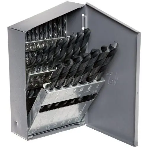 Chicago Latrobe 57714 150 Series High-Speed Steel Jobber Length Drill Bit Set with Metal Case, Black Oxide Finish, 118 Degree Conventional Point, Inch, 29-piece, 1/16'' - 1/2'' in 1/64'' increments Chicago Latrobe 57714 150 Series High-Speed Steel Jobber Length Drill Bit Set with Metal Case, Black Oxide Finish, 118 Degree Conventional Point, Inch, 29-piece, 1/16'' - 1/2'' in 1/64'' increments