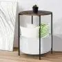 KingSo Round Side Table 2-Tier Industrial Nightstand with Storage Basket Metal Frame End Table Easy Assembly & Sturdy Sofa Coffee Table for Living Room, Bedroom, Rustic Brown KingSo Round Side Table 2-Tier Industrial Nightstand with Storage Basket Metal Frame End Table Easy Assembly & Sturdy Sofa Coffee Table for Living Room, Bedroom, Rustic Brown