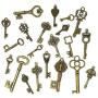 125 PCS Vintage Skeleton Key Set Charms, JIALEEY Mixed Antique Style Bronze Brass Key Set Charms for Pendant DIY Jewelry Making Wedding Party Favors