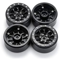 Benedict Harry 4PCS Metal 1.9'' Heavy Duty Beadlock Wheel Rims for 1/10 RC Crawler Axial Scx10 II D90 TRX-4 Tamiya CC01 D110 SCX10 III AXI03007 (Black)