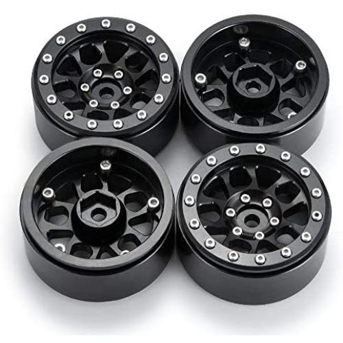Benedict Harry 4PCS Metal 1.9'' Heavy Duty Beadlock Wheel Rims for 1/10 RC Crawler Axial Scx10 II D90 TRX-4 Tamiya CC01 D110 SCX10 III AXI03007 (Black)