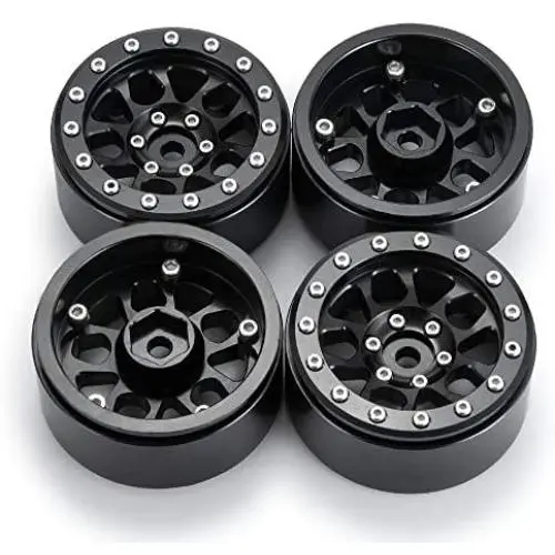 Benedict Harry 4PCS Metal 1.9'' Heavy Duty Beadlock Wheel Rims for 1/10 RC Crawler Axial Scx10 II D90 TRX-4 Tamiya CC01 D110 SCX10 III AXI03007 (Black)