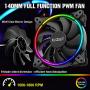 Pccooler 140mm Fan Moonlight Series, PC-M140 RGB LED PWM Fan with Duo-Side Halo - SilentPro 9 Fan Blade - Hydraulic Bearing - High Performance Cooling Computer Case Fan (Compatible PC-3M120 Series)