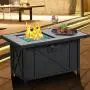 BALI OUTDOORS 42 inch 50,000 BTU Rectangular Propane Gas Fire Pit Table with Fire Glass and Table Lid , Fire Pits Outdoor for Garden, Patio, Backyard BALI OUTDOORS 42 inch 50,000 BTU Rectangular Propane Gas Fire Pit Table with Fire Glass and Table Lid , Fire Pits Outdoor for Garden, Patio, Backyard