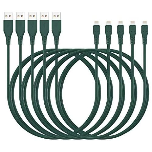 iPhone Charger Cable 6ft 5Pack,iPhone Cable 6 Foot Ailawuu iPhone Cord Sync USB Fast Charging Compatible with iPhone 11/11 Pro/Pro Max/X/XS Max/XR/8/8 Plus/7/7 Plus/iPad/iPod (Green)