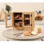 TQVAI Bamboo 2 Tier Bread Box with Clear Window and Cutlery Tray Double Layer Bread Storage Kitchen Countertop Bread Holder - Assembly Required, Original