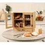 TQVAI Bamboo 2 Tier Bread Box with Clear Window and Cutlery Tray Double Layer Bread Storage Kitchen Countertop Bread Holder - Assembly Required, Original