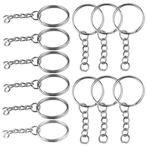 WFPLUS 200 Pcs Metal Split Key Chain Rings and 200 Pcs Jump Rings, Nickel Plated Split Keychain Ring with Open Jump Ring Silver Split Key Ring with Chain Parts, 1 Inch / 25mm