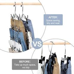 HOUSE DAY Skirt Hangers 4 Tier Shorts Hangers with Clips,6 Pack Space Saving Pants Hangers,Multi Slack Skirt Hanger Metal Trouser Clip Hangers for Slack,Trouser,Jeans,Towels