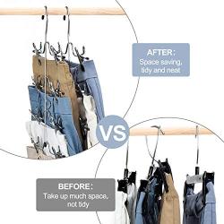 HOUSE DAY Skirt Hangers 4 Tier Shorts Hangers with Clips,6 Pack Space Saving Pants Hangers,Multi Slack Skirt Hanger Metal Trouser Clip Hangers for Slack,Trouser,Jeans,Towels