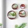 Ecosides Wall Mounted Planter Wall Hanging Planters Metal Plant Terrarium for Indoor Planter, Faux Flower Air Plant Holders Decorative Morden Circle Iron Vase for Succulent Wall Decor(8'' H, Red)