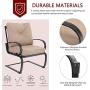 MFSTUDIO 2PCS Patio Bistro Dining Spring Motion Chairs Outdoor Furniture for Backyard, Garden with Removable Cushion Seat, Metal Frame, Beige