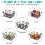 Wire Storage Basket, F-color 6 Pack Metal Baskets for Storage Organizer Bin for Pantry, Shelf, Freezer, Kitchen, Cabinet, Bathroom, Small, Black