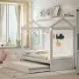 House Bed Daybed Twin Size Bed Frame with Trundle and Roof, Twin Trundle Daybed for Kids, No Box Spring Needed (White (Trundle House Daybed)) House Bed Daybed Twin Size Bed Frame with Trundle and Roof, Twin Trundle Daybed for Kids, No Box Spring Needed (White (Trundle House Daybed))