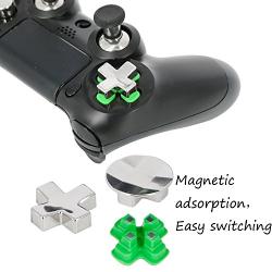 Magnetic Metal Bullet Buttons for PS4 Controller, YTTL Replacement Accessories Thumbsticks Thumb Grips Analog Stick + ABXY + D-pad for PS4 PS4 Slim/Pro games System Controller