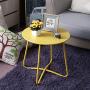 Outdoor Metal Side Table, Waterproof End Table Small Round Patio Side Table Coffee Table for Porch, Yard, Balcony, Garden (Yellow)