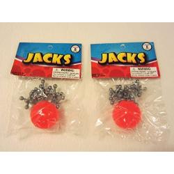 DISCOUNT PARTY AND NOVELTY 2 Sets of Metal Steel Jacks with Super RED Rubber Ball Game Classic Toy Kids