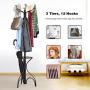 Tangkula Coat Rack Metal Frame Study Portable Free Standing Entryway Hat Coat Jacket Umbrella Holder Hanger with Base Coat Tree Stand (black 003)