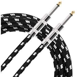 Donner Guitar Cable 20 ft Premium Electric Instrument Bass Cable AMP Cord 1/4 Straight Black White