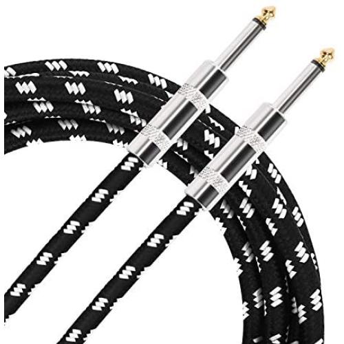 Donner Guitar Cable 20 ft Premium Electric Instrument Bass Cable AMP Cord 1/4 Straight Black White