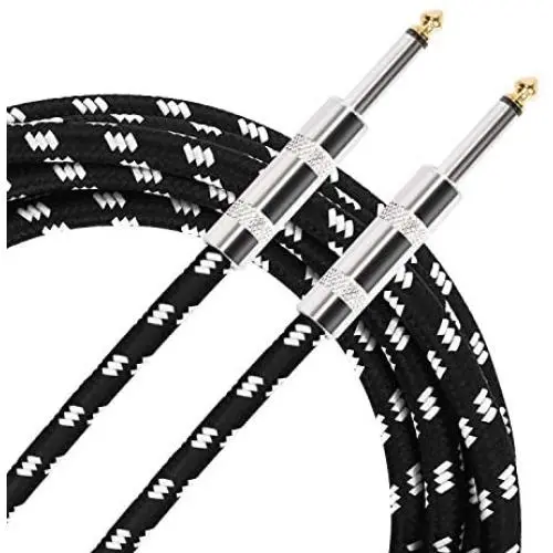 Donner Guitar Cable 20 ft Premium Electric Instrument Bass Cable AMP Cord 1/4 Straight Black White Donner Guitar Cable 20 ft Premium Electric Instrument Bass Cable AMP Cord 1/4 Straight Black White