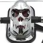 HTTMT- Chrome Smoke Metal Skull Brake Tail Light Signal Compatible with Bobber Choppers Motorcycle Bike [P/N: XH3118B-B-01-CD+SK]