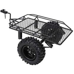 Woyisisi RC Trailer, RC Metal Bucket Trailer Simulation Trailing Car for TRX4 D90 SCX10 CC01 1/10 DIY Parts(Black)