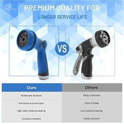 homyhomi Garden Hose Spray Nozzle, Heavy Duty Metal Spray Nozzle High Pressure, 8 Patterns Thumb Control for Watering, Car & Pet Washing