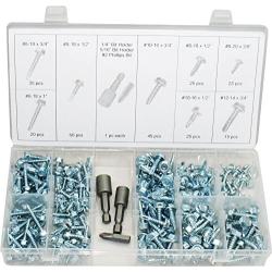 Swordfish 32360 Self Drill & Tap Screw Assortment Hex Washer Head Self Drilling Tapping Screw Hex Washer Head Tek Screw Assortment, 253 Piece