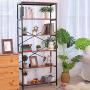 5 Tier Industrial Bookshelf, Tall Bookshelf, Vintage Free Standing Storage Shelf Units, Metal and Wood Book Shelves for Bedroom Living Room Home Office