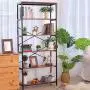 5 Tier Industrial Bookshelf, Tall Bookshelf, Vintage Free Standing Storage Shelf Units, Metal and Wood Book Shelves for Bedroom Living Room Home Office 5 Tier Industrial Bookshelf, Tall Bookshelf, Vintage Free Standing Storage Shelf Units, Metal and Wood Book Shelves for Bedroom Living Room Home Office