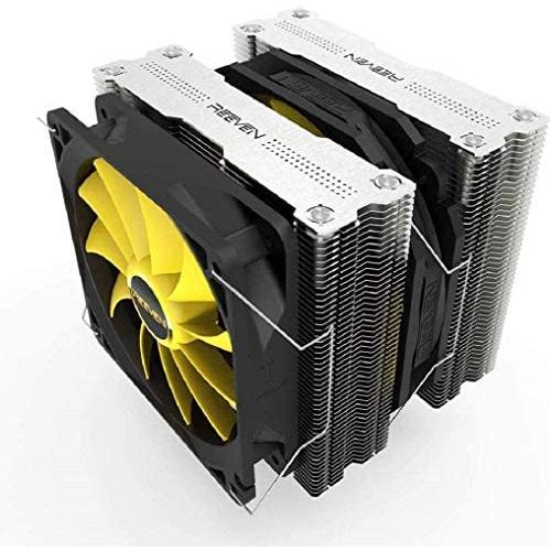 Reeven Okeanos 140mm Air CPU Cooler, Twin Heatsinks/PWM Fans with 6 Heatpipes, Intel LGA1151, AMD