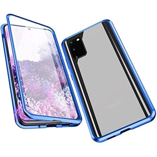 Magnetic Case for Galaxy S20 5g, CeeDoo Samsung S20 Phone Cover 360 Degree Clear Double Sided 9H Tempered Glass with Metal Lens Protector, Blue