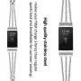 fastgo Compatible for Fitbit Charge 4 Charge 3 Bands, Premium Stainless Steel Replacement Wristbands Classy Sport Bracelet Band for Women and Girls (Silver)