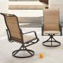 Top Space Patio Dining Chairs Textilene High Back Outdoor Swivel Rocker Set with All Weather Frame (Beige,Set of 2)