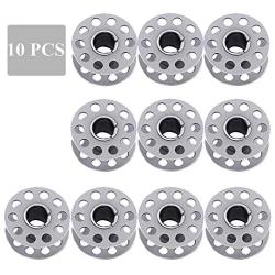 MiDube 10 PCS Metal Sewing Machine Bobbins Stainless Steel Stitch Thread Bobbin Holder Case for B-rother J-anome S-inger Front Loading Class 15 Machines Home Embroidery