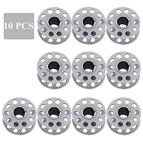 MiDube 10 PCS Metal Sewing Machine Bobbins Stainless Steel Stitch Thread Bobbin Holder Case for B-rother J-anome S-inger Front Loading Class 15 Machines Home Embroidery