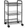 SONGMICS 3-Tier Metal Rolling Cart on Wheels with Baskets, Lockable Utility Trolley with Handles for Kitchen Bathroom Closet, Storage with Removable Shelves, Black UBSC03BK SONGMICS 3-Tier Metal Rolling Cart on Wheels with Baskets, Lockable Utility Trolley with Handles for Kitchen Bathroom Closet, Storage with Removable Shelves, Black UBSC03BK