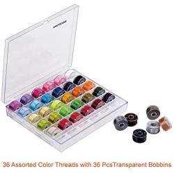 Paxcoo 36 Pcs Bobbins and Sewing Threads with Case and Soft Measuring Tape for Brother Singer Babylock Janome (Assorted Colors)