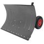TUFFIOM Wheeled Snow Shovel Pusher ,Metal Rolling Removal Tool with Multi-Angle Heavy Duty Large Blade Plow & Height Adjustable Handle for Doorway Driveway or Pavement Clearing