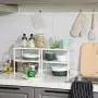 SONGMICS Cabinet Shelf Organizers, Spice Racks, Stackable, Expandable, Set of 4 Metal Kitchen Counter Shelves, White UKCS006W01 SONGMICS Cabinet Shelf Organizers, Spice Racks, Stackable, Expandable, Set of 4 Metal Kitchen Counter Shelves, White UKCS006W01