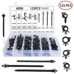 Auto Clips Car Wire Harness Routing Clip Assortment Wiring Harness Wire Loom Routing Clips Universal 125 PCS Retainer Car Clips Contains 6 different sizes Replacement Parts For Honda GM Mazda