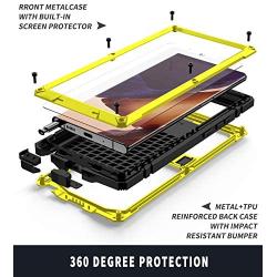 Compatible with Samsung Galaxy Note 20 Ultra Metal Case, Military Grade Drop Tested Heavy Duty Full Body Protective with Screen Protector Built-in Shockproof Dustproof Case(Note 20 Ultra Yellow)