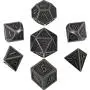 Polyhedral Metal Dices Set Zinc Alloy with Enamel Solid Metal for DND Game, Tabletop RPG, Dungeons and Dragons, Math Teaching, 7 Pieces Dice Set with Black Velvet Bag (New Silver Nickel)