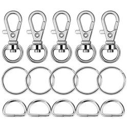 Paxcoo 150 Pcs Key Chain Hooks with Key Rings and D Rings Bulk for Lanyard Supplies (Small Size)