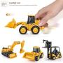 Mini Construction Trucks, GEYIIE Construction Vehicles Site for kids Engineering Toys Playset for Boys, Pull Back Cars Excavator Digger Tractor Bulldozer Dump Cement Toys Gifts for Holiday Party Favor