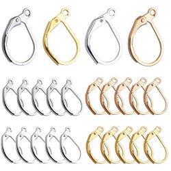 Leverback Hoop Earrings, 200 Pieces Metal French Earring Hook Earwires Open Loop 16 x 10mm for Earring Making - 4 Colors