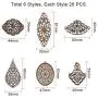 PH PandaHall 120pcs 6 Style Antique Bronze Iron Filigree Connectors Charms Pendants Metal Embellishments for DIY Hairpin Headwear Earring Jewelry Making