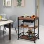 CHARAVECTOR Bar Cart Kitchen Bar&Serving Cart for Home with 3 -Tier Storage Shelves Kitchen Island Cart,Metal Wine Rack Storage and Glass Bottle Holder