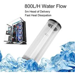 CPU Water Cooler System for PC,Cylinder Water Cooling Tank Heat Sink,50m Diameter & 160mm Long Computer Heat Dissipation Water Cooling Tank 800L/H Water Flow Mini DC Cooling Pump Liquid (160mm)